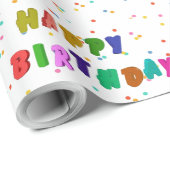 Farbenfrohe Glückwünsche zum Geburtstag Party Geschenkpapier (Rolleneckpunkt)
