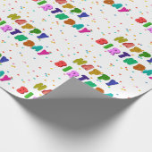 Farbenfrohe Glückwünsche zum Geburtstag Party Geschenkpapier (Ecke)
