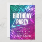 Farbenfrohe Glühneon 21. Geburtstag Party Einladung (Vorderseite)