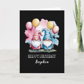 Farbenfrohe Gnome mit Ballons Karte (Vorderseite)