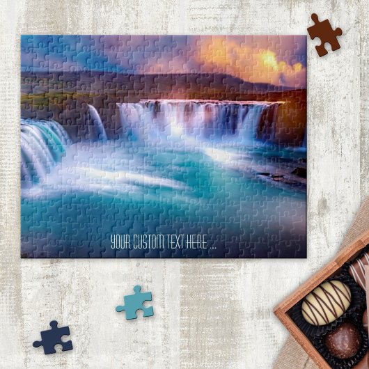 Farbenfrohe Godafoss Island Wasserfall Puzzle