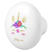 Farbenfrohe Gold Einhorn Personalisierter Name Wei Keramikknauf (Rechts)