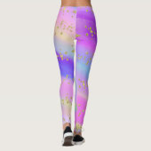 Farbenfrohe Gold Glitzer Einhorn Leggings (Rückseite)