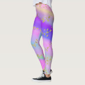 Farbenfrohe Gold Glitzer Einhorn Leggings (Links)