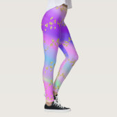 Farbenfrohe Gold Glitzer Einhorn Leggings (Rechts)