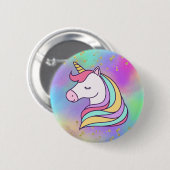 Farbenfrohe Gold-Speckled Magical Unicorn-Taste Button (Vorne & Hinten)