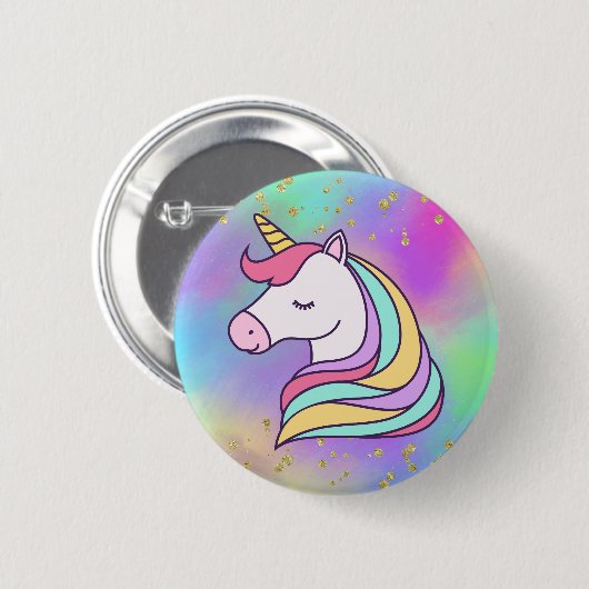 Farbenfrohe Gold-Speckled Magical Unicorn-Taste Button (Vorne & Hinten)