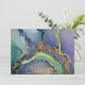 Farbenfrohe Goldalkohol Tinte Abstrakte Kunst Dankeskarte (Stehend Vorderseite)