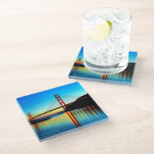 Farbenfrohe Golden Gate Bridge Glasuntersetzer (Schrägansicht)