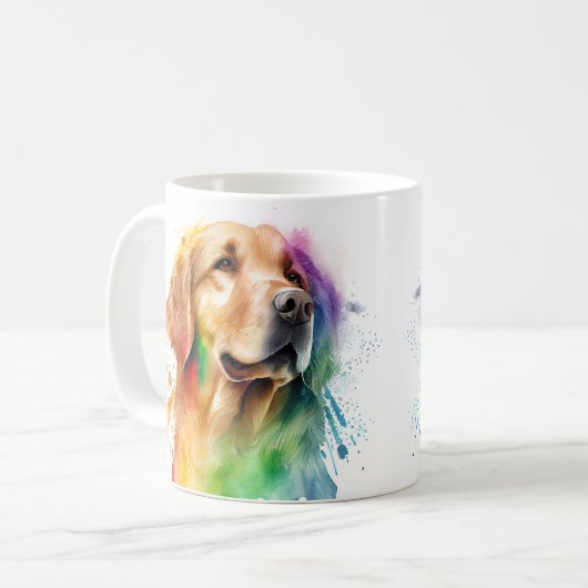 Farbenfrohe Golden Retriever Dose Kaffee Tasse, Cu Kaffeetasse (Vorderseite Links)