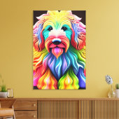 "Farbenfrohe Goldendoodle Abstraktes, lebendiges D Leinwanddruck (Insitu (Wohnzimmer))