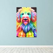 "Farbenfrohe Goldendoodle Abstraktes, lebendiges D Leinwanddruck (Insitu (Holzboden))
