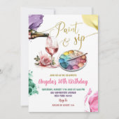 Farbenfrohe goldene Farbe und Sip Erwachsene Gebur Einladung (Vorderseite)