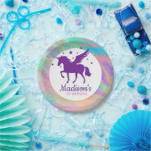 Farbenfrohe goldene Fesseln Lila Einhorn Geburtsta Pappteller (Party)