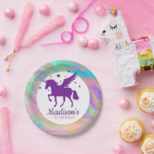 Farbenfrohe goldene Fesseln Lila Einhorn Geburtsta Pappteller (Party)