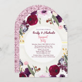 Farbenfrohe goldene, fette, blumenblütige Engageme Einladung (Vorne/Hinten)