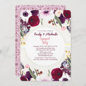 Farbenfrohe goldene, fette, blumenblütige Engageme Einladung (Vorne/Hinten)