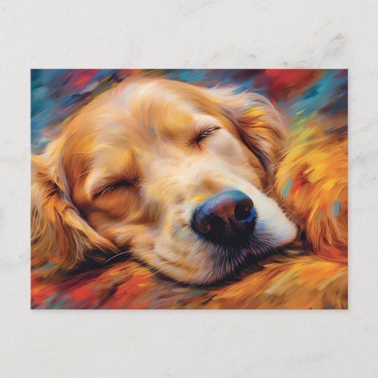 Farbenfrohe goldene Retriever schlafend Postkarte (Vorderseite)