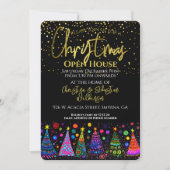 Farbenfrohe goldene schwarze Weihnachtsfeiertage Einladung (Vorderseite)