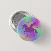 Farbenfrohe goldene Speckled Magical Unicorn Button (Vorne & Hinten)