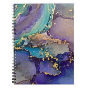 Farbenfrohe goldmarmorierte Abstrakte flüssige Kun Notizblock