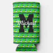 Farbenfrohe Golf Muster Monogram T-Shirt Off Name  Selters Dosenkühler (Rückseite)