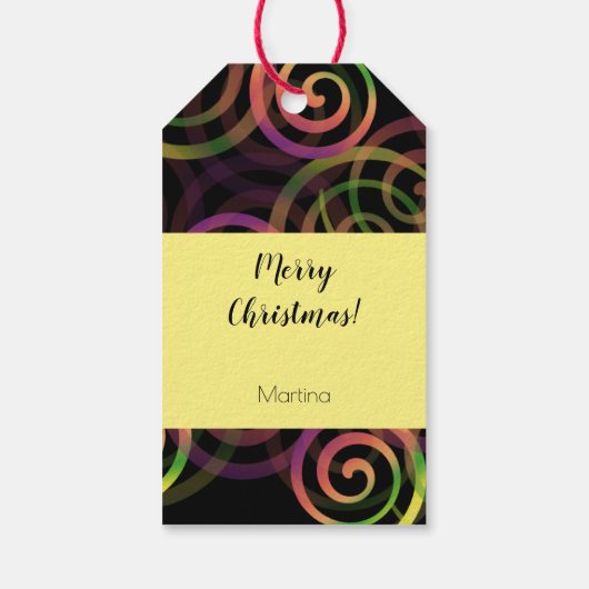 Farbenfrohe gotische Regenbogenweihnachtsmuster Geschenkanhänger (Rückseite)