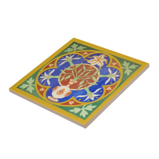 Farbenfrohe gotische Revival TIle Lilies Fleur des Fliese (Seite)