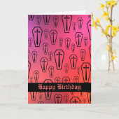 Farbenfrohe Gotische Särge zum Geburtstag Karte (Gelbe Blume)