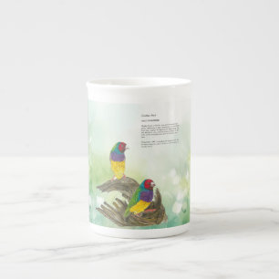 Farbenfrohe Gouldian Finch Bird Wasserfarben Porzellantasse