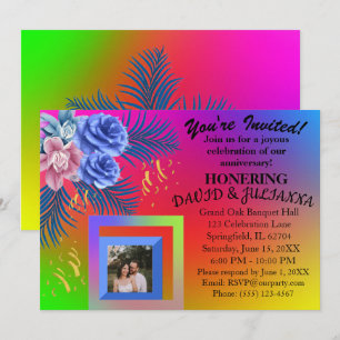 Farbenfrohe Gradient Blumen Boho Moderne Einladung