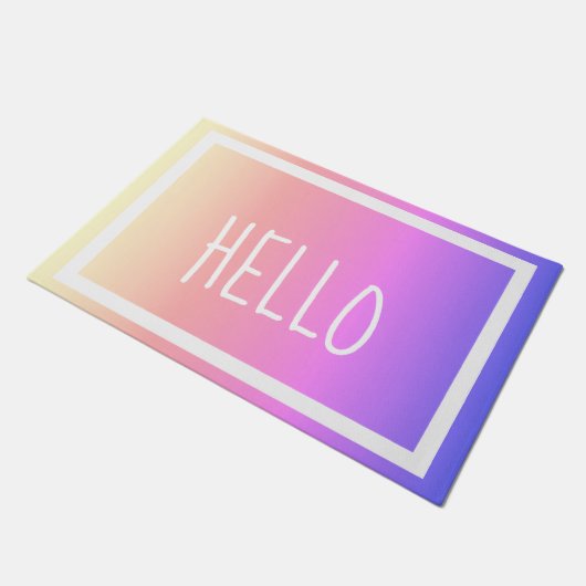 Farbenfrohe Gradient Hallo Fußmatte (Schrägansicht)