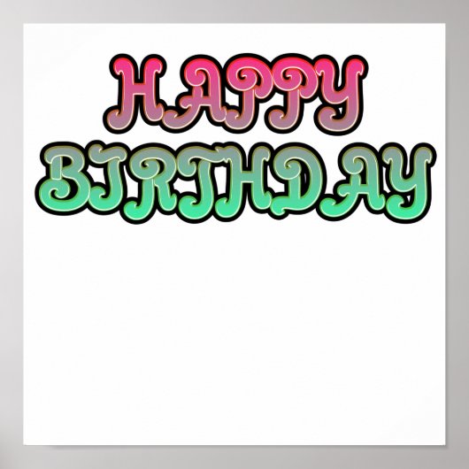 Farbenfrohe Gradient Happy Geburtstagtypografie Poster (Vorne)