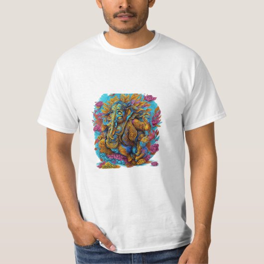farbenfrohe Graffiti-Abbildung von Lord Ganesh T-Shirt (Vorderseite)