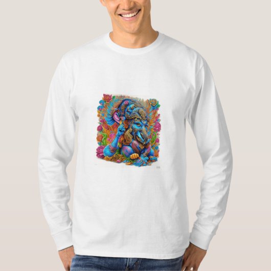 farbenfrohe Graffiti-Abbildung von Lord Ganesh T-Shirt (Vorderseite)