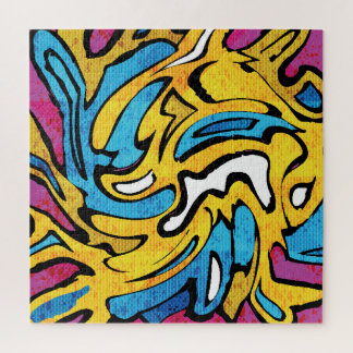 Farbenfrohe Graffiti-Abstrakter schwarzer Hintergr Puzzle