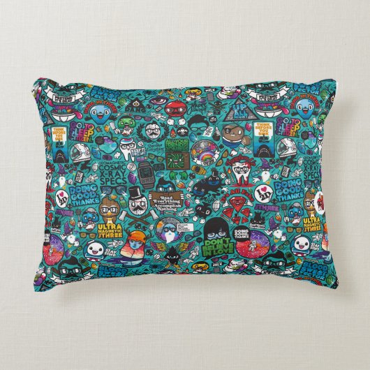 Farbenfrohe Graffiti Art Dekokissen (Vorderseite)