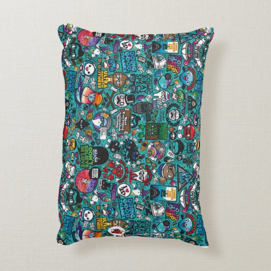 Farbenfrohe Graffiti Art Dekokissen (Rückseite(Vertikal))