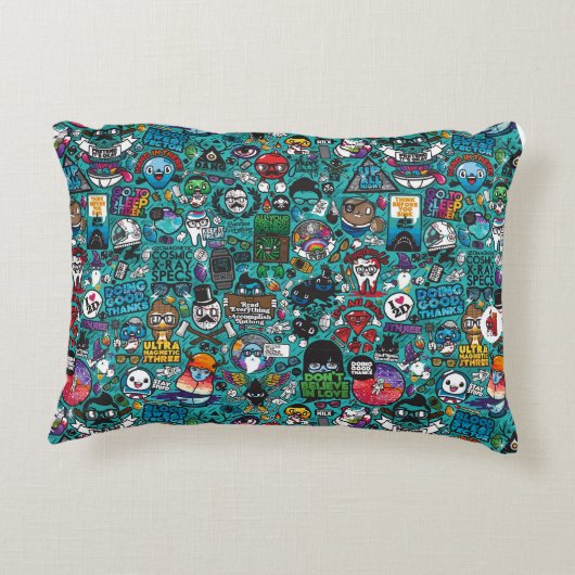 Farbenfrohe Graffiti Art Dekokissen (Rückseite)