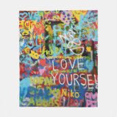 Farbenfrohe Graffiti Art Fleecedecke (Vorderseite)