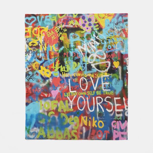 Farbenfrohe Graffiti Art Fleecedecke (Vorderseite)