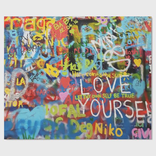 Farbenfrohe Graffiti Art Geschenkpapier (Flach)