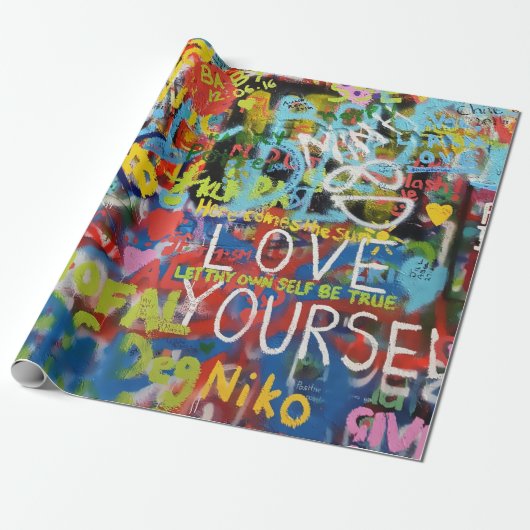 Farbenfrohe Graffiti Art Geschenkpapier (Ungerollt)