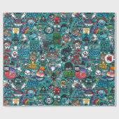 Farbenfrohe Graffiti Art Geschenkpapier (Flach)