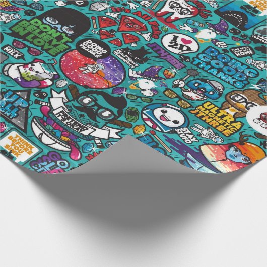 Farbenfrohe Graffiti Art Geschenkpapier (Ecke)