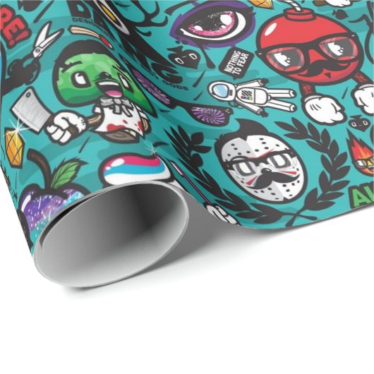 Farbenfrohe Graffiti Art Geschenkpapier (Rolleneckpunkt)