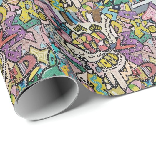 Farbenfrohe Graffiti Art Geschenkpapier (Rolleneckpunkt)