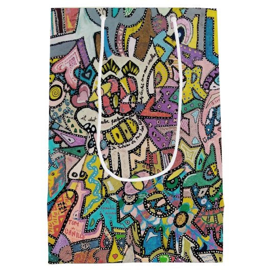 Farbenfrohe Graffiti Art Mittlere Geschenktüte (Rückseite)