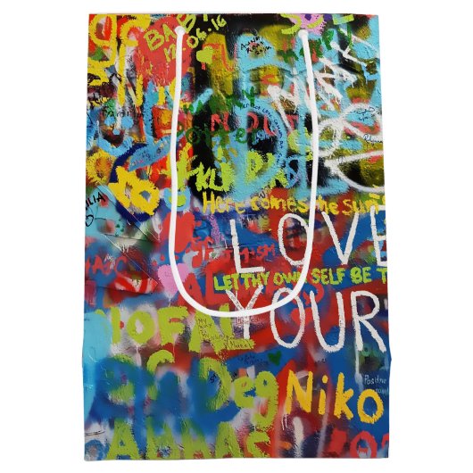 Farbenfrohe Graffiti Art Mittlere Geschenktüte (Rückseite)