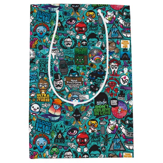 Farbenfrohe Graffiti Art Mittlere Geschenktüte (Vorderseite)